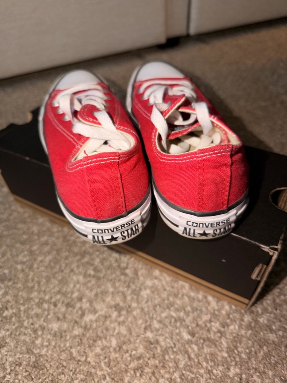 Converse Red Canvas Low Top Sneakers (Box Label) - Picture 2 of 4